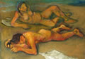 Nudi sulla spiaggia, sd 1968, olio su tela cm 50x70, Catania, collezione privata